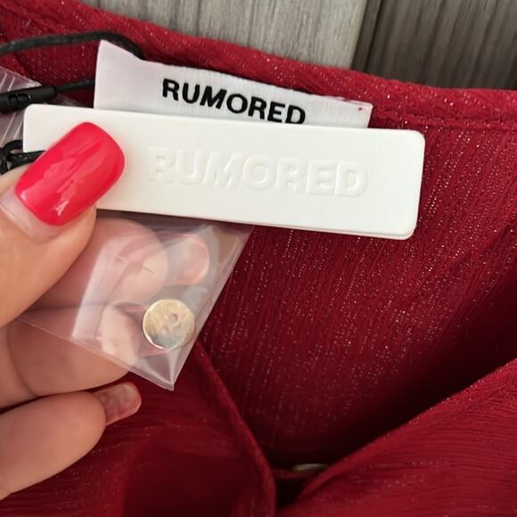 NWT REVOLVE RUMORED Tango tank top tiered chiffon red sparkle M - Picture 6 of 8